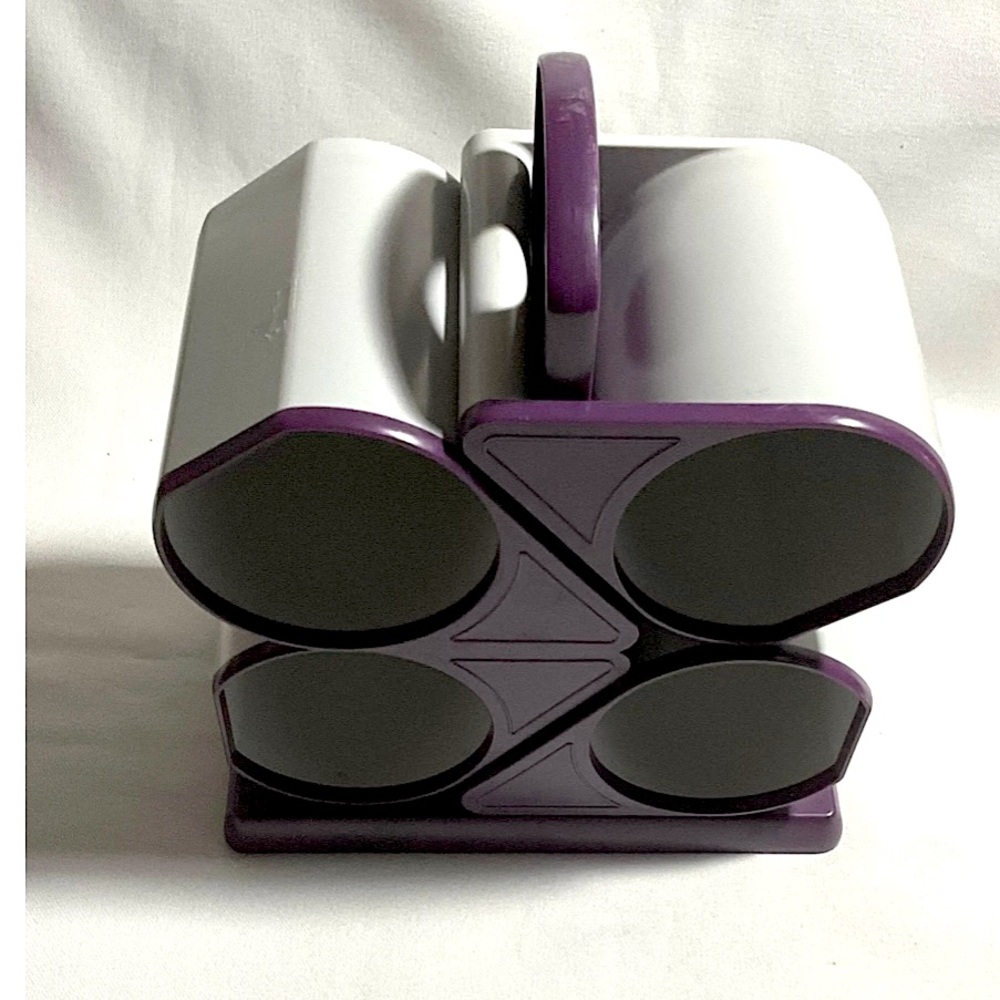 Vintage Set 4 Charwood  Purple  Cream White Melamine Stacking Coffee Mug Cup